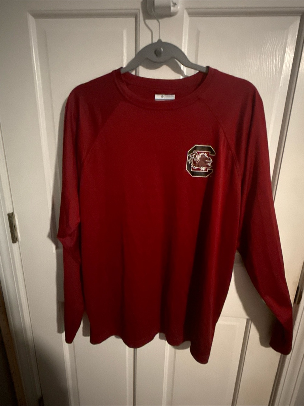 Columbia Men's Long Sleeve Shirt - Garnet Red with Team Logo